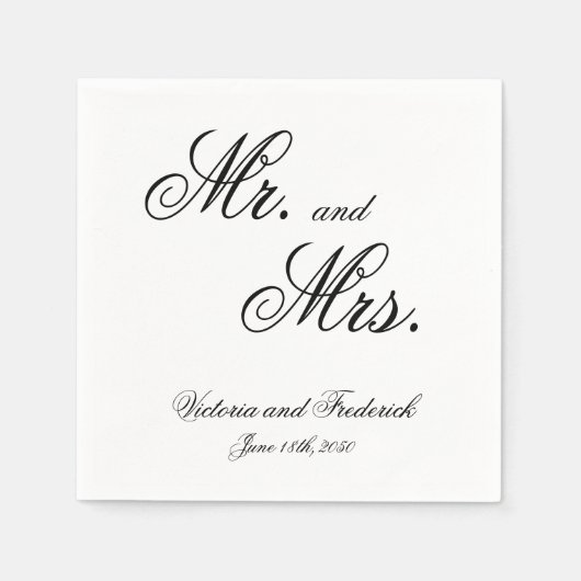 De heer en mevrouw Elegant Calligraphy Wedding Servet (Voorkant)