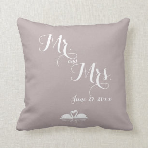 De heer en mevrouw Elegant Gray Wedding Kussens Sw