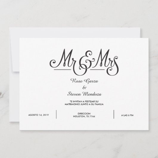 DE HEER EN MEVROUW ELEGANT INVITATIE KAART (Voorkant)