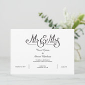 DE HEER EN MEVROUW ELEGANT INVITATIE KAART (Staand voorkant)