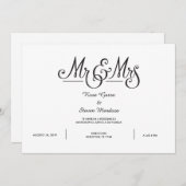DE HEER EN MEVROUW ELEGANT INVITATIE KAART (Voorkant / Achterkant)