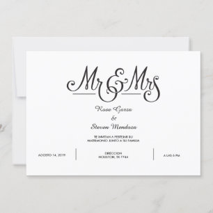 DE HEER EN MEVROUW ELEGANT INVITATIE KAART