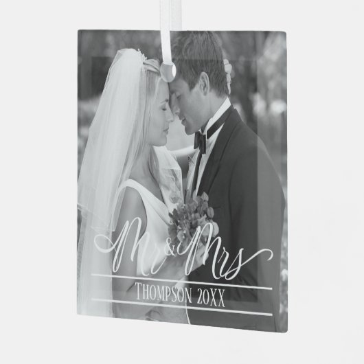 De heer en mevrouw Elegant kerstfoto op persoonlij Glas Ornament (Voorkant links)