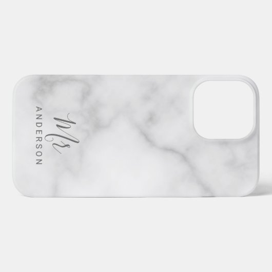 De heer en mevrouw | Elegant Marble Modern Script  iPhone Hoesje (Achterkant horizontaal)