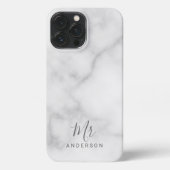 De heer en mevrouw | Elegant Marble Modern Script iPhone Hoesje (Achterkant)
