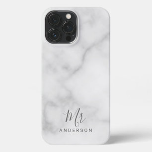 De heer en mevrouw Elegant Marble Modern Script iPhone 13 Pro Max Hoesje