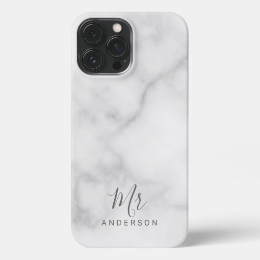 De heer en mevrouw | Elegant Marble Modern Script  iPhone Hoesje (Achterkant)