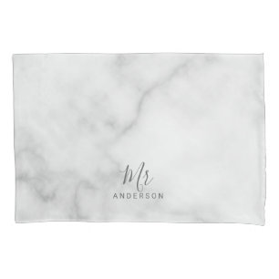 De heer en mevrouw   Elegant Marble Modern Script  Kussensloop