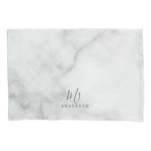 De heer en mevrouw | Elegant Marble Modern Script  Kussensloop (Voorkant)