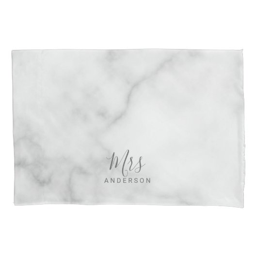 De heer en mevrouw | Elegant Marble Modern Script  Kussensloop (Voorkant)