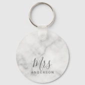 De heer en mevrouw | Elegant Marble Modern Script Sleutelhanger (Voorkant)
