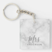De heer en mevrouw | Elegant Marble Modern Script Sleutelhanger (voorkant)