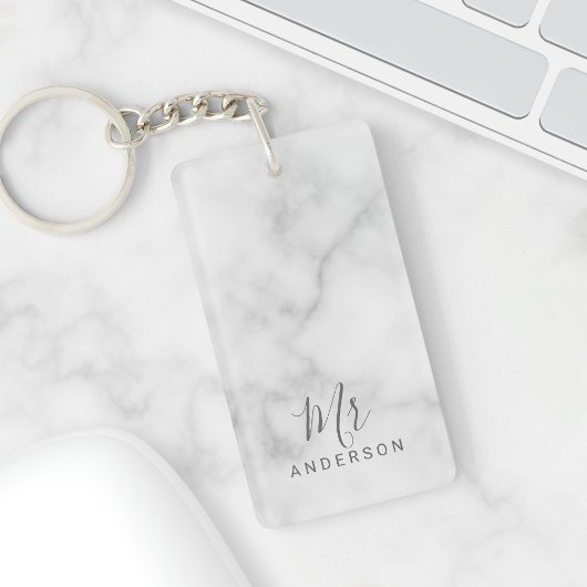 De heer en mevrouw | Elegant Marble Modern Script  Sleutelhanger