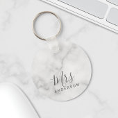 De heer en mevrouw | Elegant Marble Modern Script Sleutelhanger