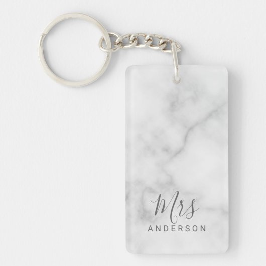 De heer en mevrouw | Elegant Marble Modern Script  Sleutelhanger (Voorkant)