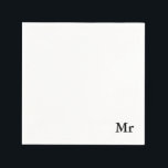 De heer en mevrouw | elegant modern echtpaar servetten<br><div class="desc">"Mr en Mrs" bijpassend koppel cadeau met elegant modern zwart-wit design. Perfect voor · Trouwceremonie · Bachelor Party Klik op de knop aanpassen om het ontwerp te personaliseren door de achtergrondkleur te kiezen die u wilt en zelfs uw eigen tekst toe te voegen. Overeenkomende objecten zijn ook beschikbaar in de...</div>