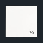 De heer en mevrouw | elegant modern echtpaar servetten<br><div class="desc">"Mr en Mrs" bijpassend koppel cadeau met elegant modern zwart-wit design. Perfect voor · Trouwceremonie · Bachelor Party Klik op de knop aanpassen om het ontwerp te personaliseren door de achtergrondkleur te kiezen die u wilt en zelfs uw eigen tekst toe te voegen. Overeenkomende objecten zijn ook beschikbaar in de...</div>