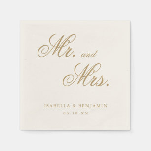 de heer en mevrouw Elegant Neutral Gold Ivory Wedd Servet
