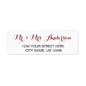 De heer en mevrouw Elegant Script Wedding Name Add Etiket (Voorkant)
