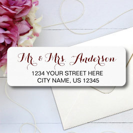 De heer en mevrouw Elegant Script Wedding Name Add Etiket