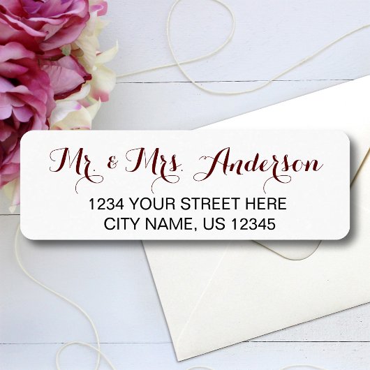 De heer en mevrouw Elegant Script Wedding Name Add Etiket