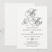 De heer en mevrouw Elegant Wedding Invitation Kaart (Voorkant / Achterkant)