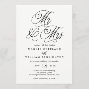 De heer en mevrouw Elegant Wedding Invitation Kaart