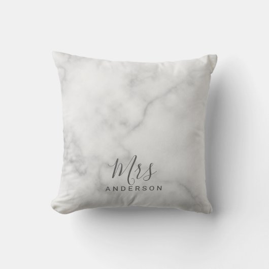 De heer en mevrouw | Elegant White Marble Modern S Kussen (Voorkant)