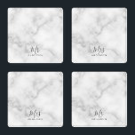 De heer en mevrouw | Elegant White Marble Modern S Onderzetter Set<br><div class="desc">Elegant White Marble Modern Script Personalized Couple Gift

Perfect als huwelijkscadeaus voor pasgetrouwde,  trouwverjaardagsgeschenken,  Valentijnsdag geschenken en geschenk voor alle gelegenheden.</div>
