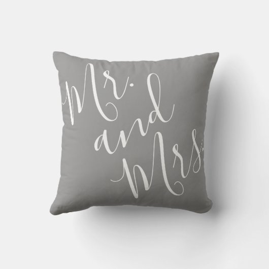 De heer en mevrouw Elegante kalligrafie grijs wit  Kussen (Achterkant)