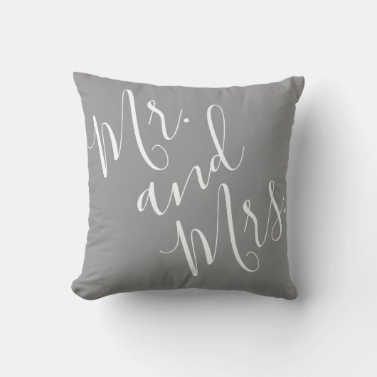 De heer en mevrouw Elegante kalligrafie grijs wit Kussen (Voorkant)