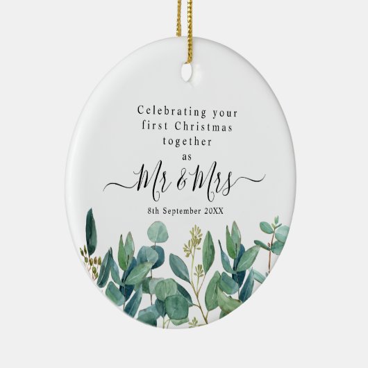 De heer en mevrouw First Kerstmis Keramisch Ornament (Rechts)