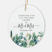 De heer en mevrouw First Kerstmis Keramisch Ornament (Links)