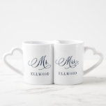 De heer en mevrouw Gepersonaliseerd kerstcadeautje Loversmokken<br><div class="desc">Deze mok van zoete koffie is voorzien van de naam Mr en Mrs. in elegant script en is gepersonaliseerd met de achternaam van de getrouwde stellen. Het maakt een perfect trouwcadeau of kerstcadeau voor pasgeboren kinderen die net getrouwd zijn of hun eerste kerstfeest vieren als Mr en Mrs. - ook...</div>