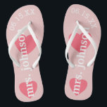 De heer en mevrouw Gepersonaliseerde Honeymoon met Teenslippers<br><div class="desc">Blush Pink - Een perfect ontwerp voor een strandbruiloft of voor de huwelijksreis. Verander mevrouw in de heer om een coördinerend paar te maken.</div>