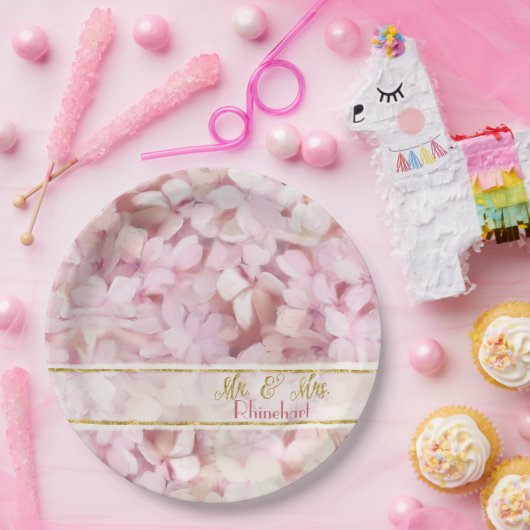 De heer en mevrouw Glitter Softly Summer Pink Hydr Papieren Bordje (Feest)