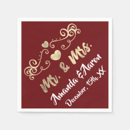 De heer en mevrouw hart Bourgondië Maroon Champaig Servet