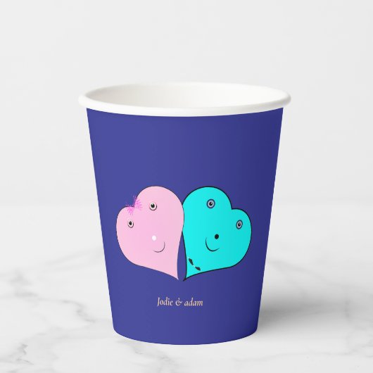 de heer en mevrouw hearts favour box papieren bekers (Voorkant)
