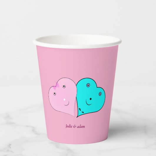 de heer en mevrouw hearts favour box papieren bekers (Voorkant)