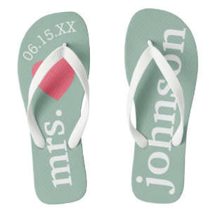 De heer en mevrouw Honeymoon Heart - Blauwgroen ro Teenslippers
