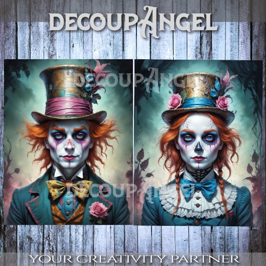 De heer en mevrouw Mad Hatters Decoupage Tissuepapier