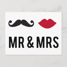 de heer en mevrouw met snor en red lips briefkaart
