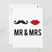 de heer en mevrouw met snor en red lips briefkaart (Voorkant / Achterkant)