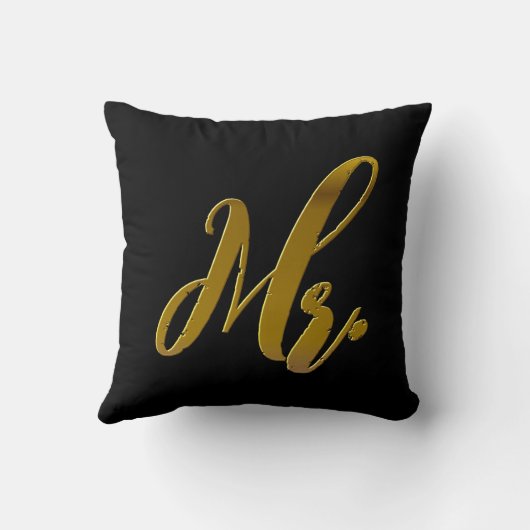 De heer en mevrouw Metallic Gold Foil Pillow set v Kussen (Achterkant)
