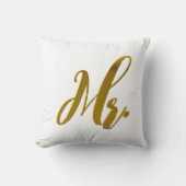 De heer en mevrouw Metallic Gold Foil Pillow set v Kussen (Voorkant)