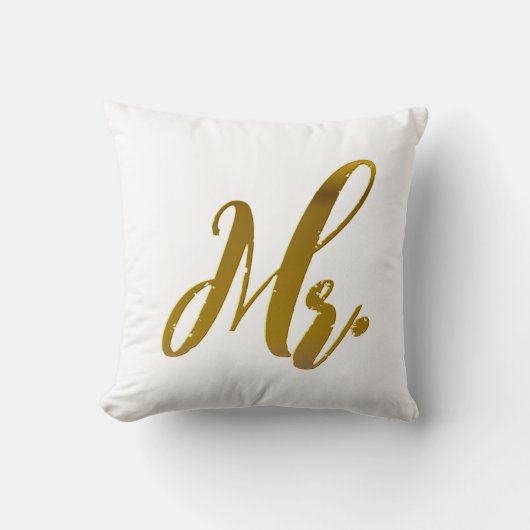 De heer en mevrouw Metallic Gold Foil Pillow set v Kussen (Voorkant)