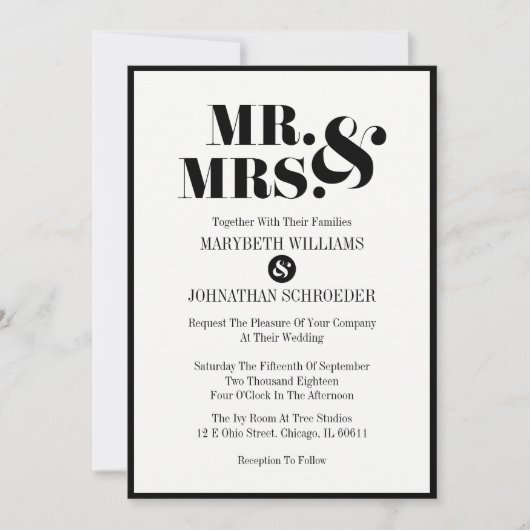 De heer en mevrouw Modern Bold Wedding Kaart (Voorkant)