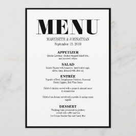 De heer en mevrouw Modern Bold Wedding Menu Kaart