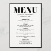 De heer en mevrouw Modern Bold Wedding Menu Kaart (Voorkant)