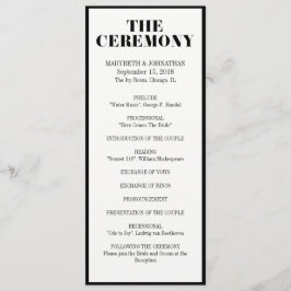 De heer en mevrouw Modern Bold Wedding Programme Programmakaart